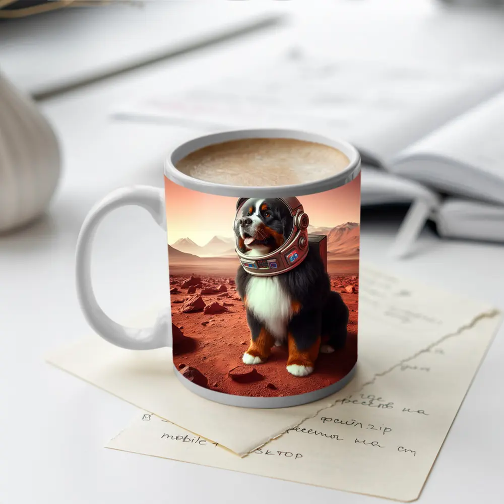 Bernese Mountain Dog Astronaut On Mars – Mugs
