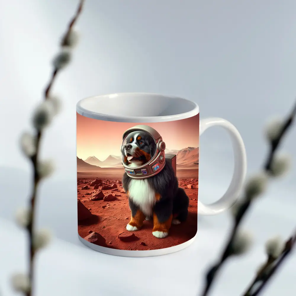 Bernese Mountain Dog Astronaut On Mars – Mugs
