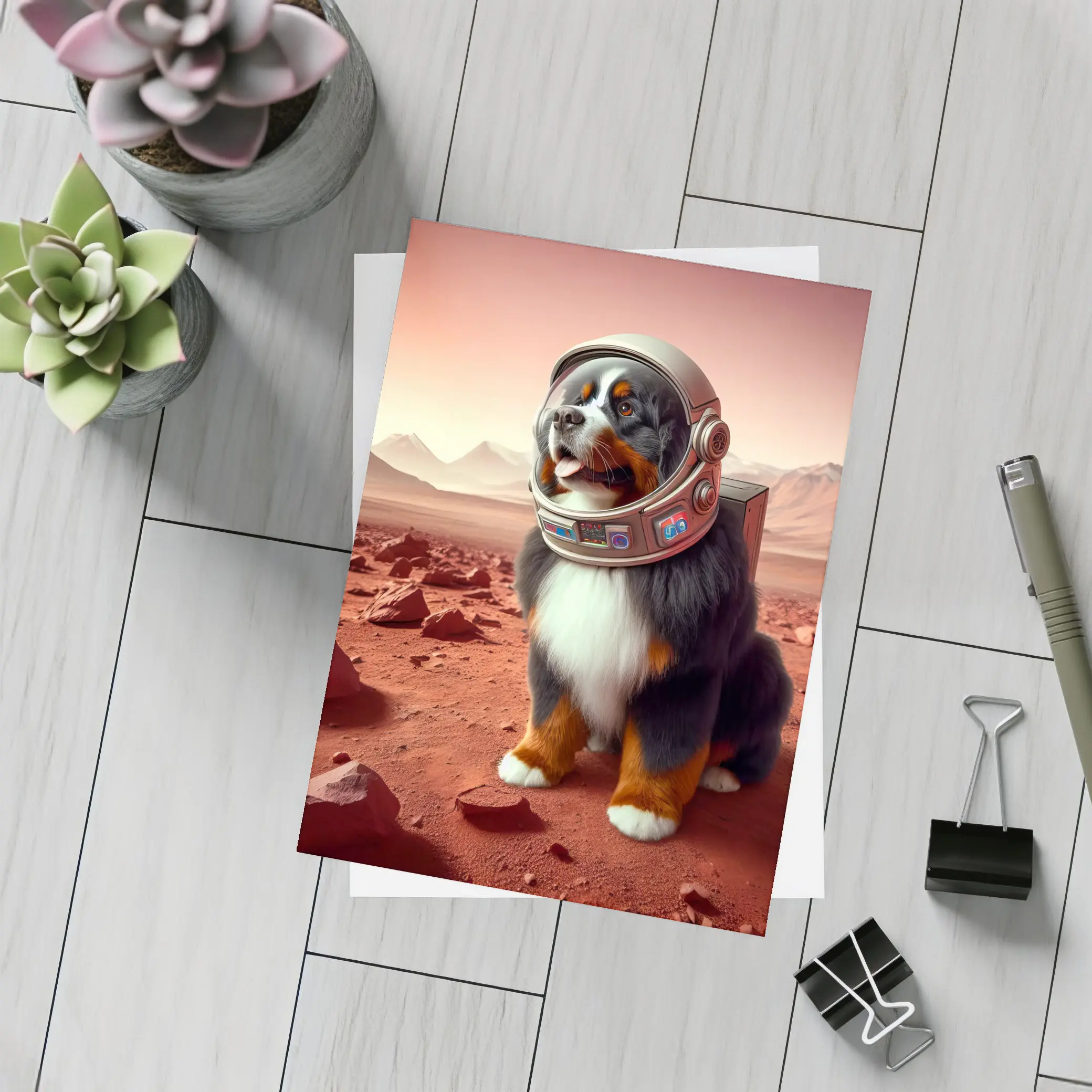 Bernese Mountain Dog Astronaut On Mars – Postcards