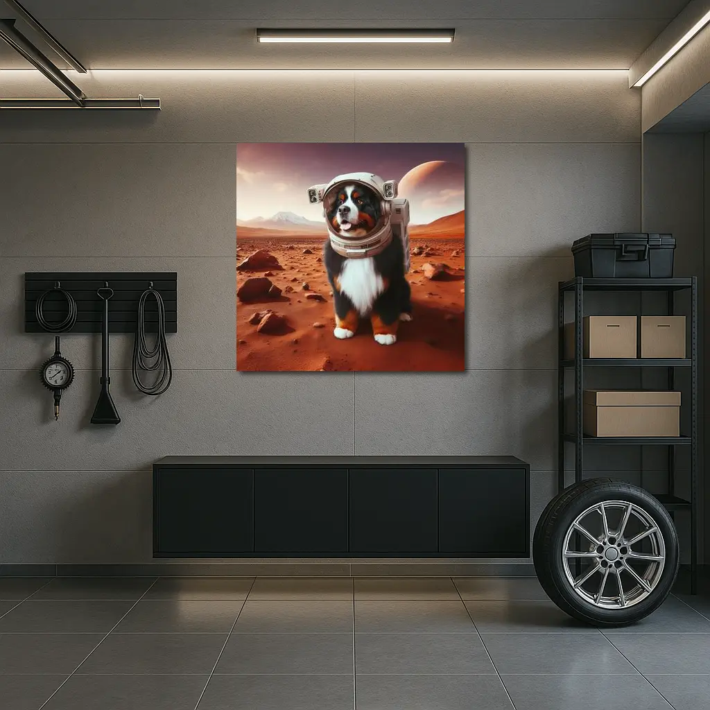 Bernese Mountain Dog Astronaut on Mars – Wall Art
