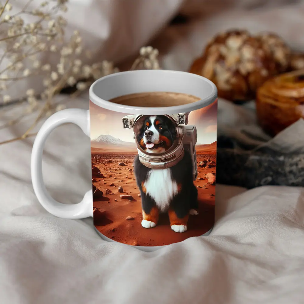 Bernese Mountain Dog Astronaut on Mars – Mugs