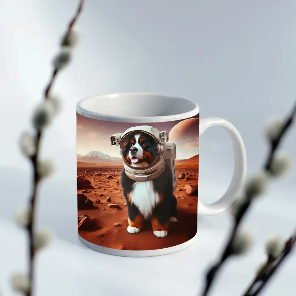 Bernese Mountain Dog Astronaut on Mars – Mugs