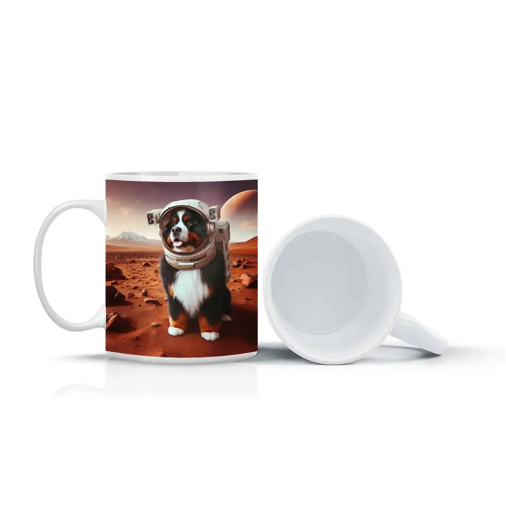 Bernese Mountain Dog Astronaut on Mars – Mugs