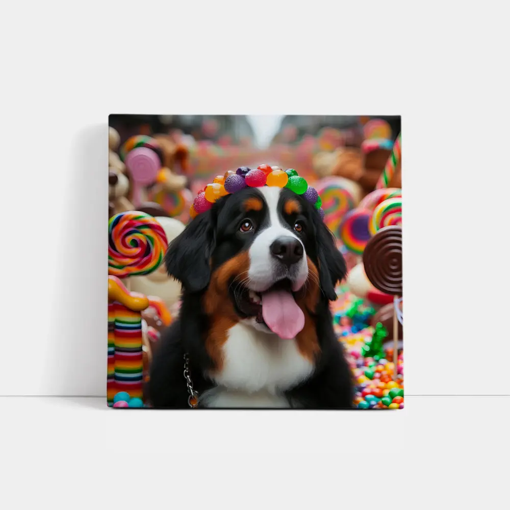 Bernese Mountain Dog Candy Land Scene – Wall Art