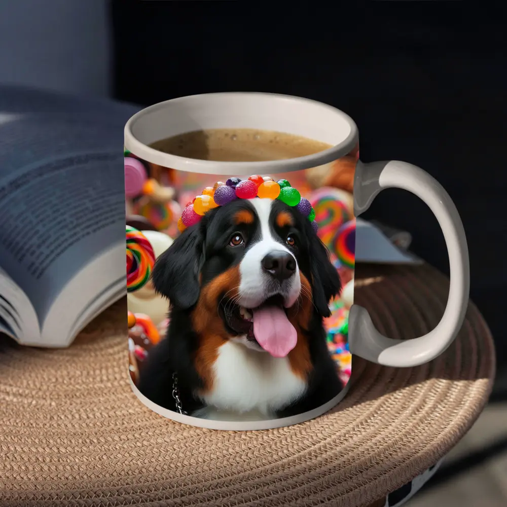 Bernese Mountain Dog Candy Land Scene – Mugs