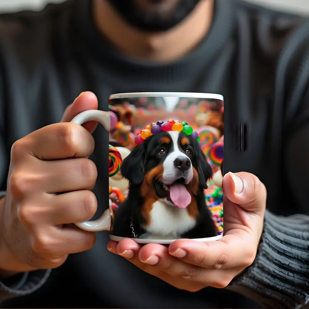 Bernese Mountain Dog Candy Land Scene – Mugs