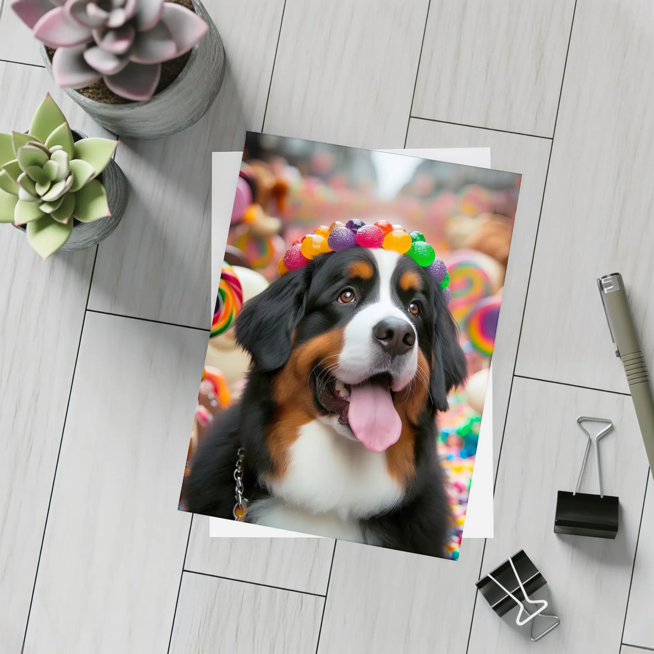 Bernese Mountain Dog Candy Land Scene – Postcards