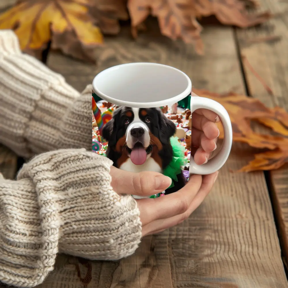 Bernese Mountain Dog Candy Wonderland Scene – Mugs
