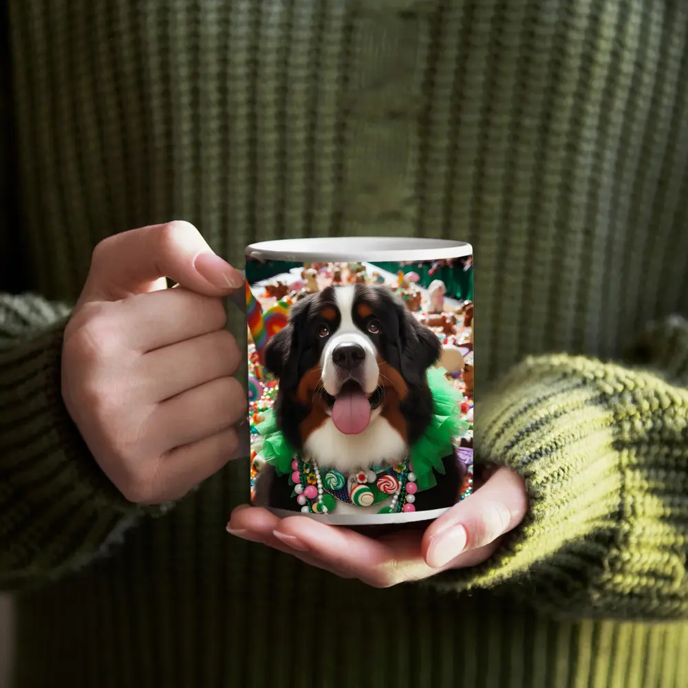 Bernese Mountain Dog Candy Wonderland Scene – Mugs