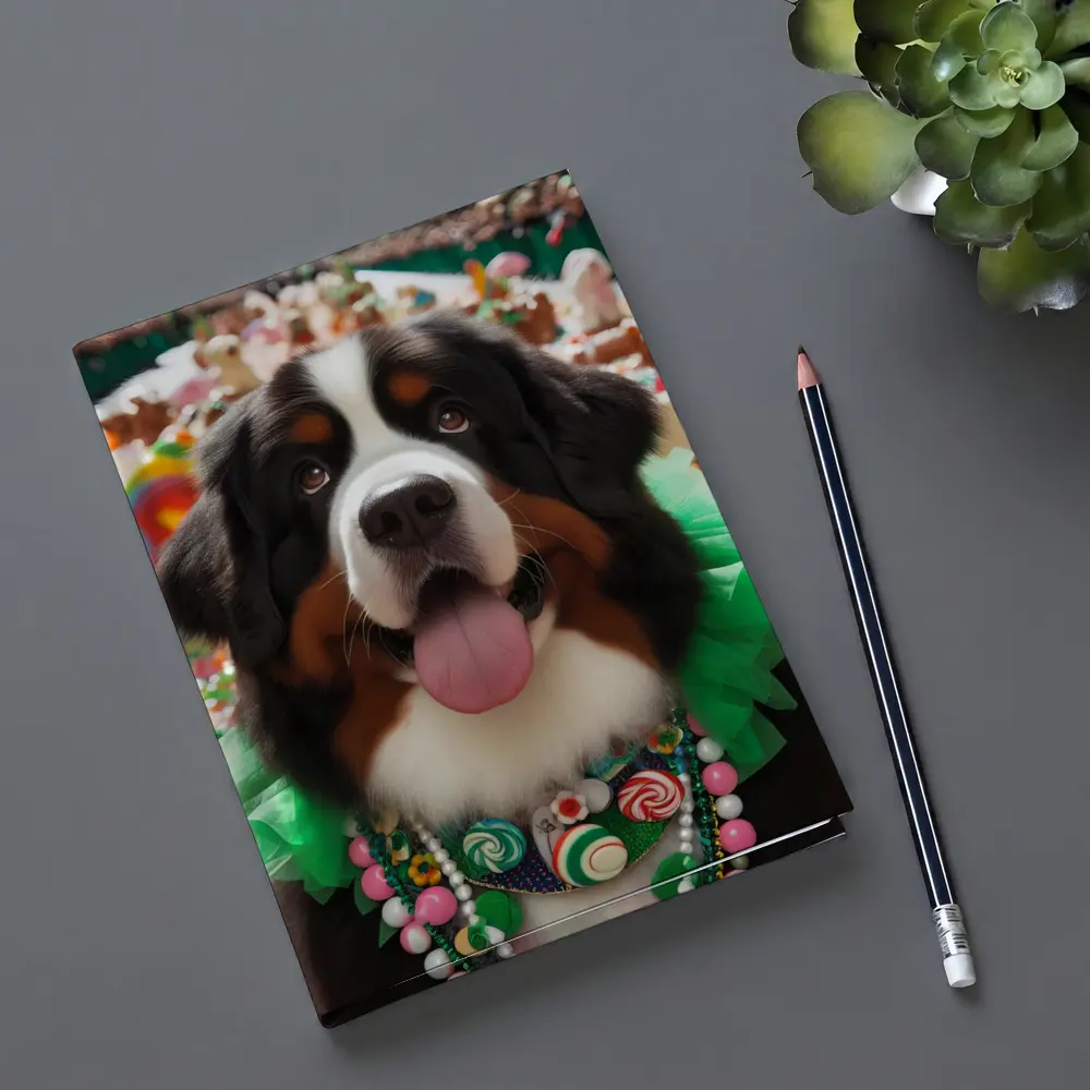 Bernese Mountain Dog Candy Wonderland Scene – Notebooks