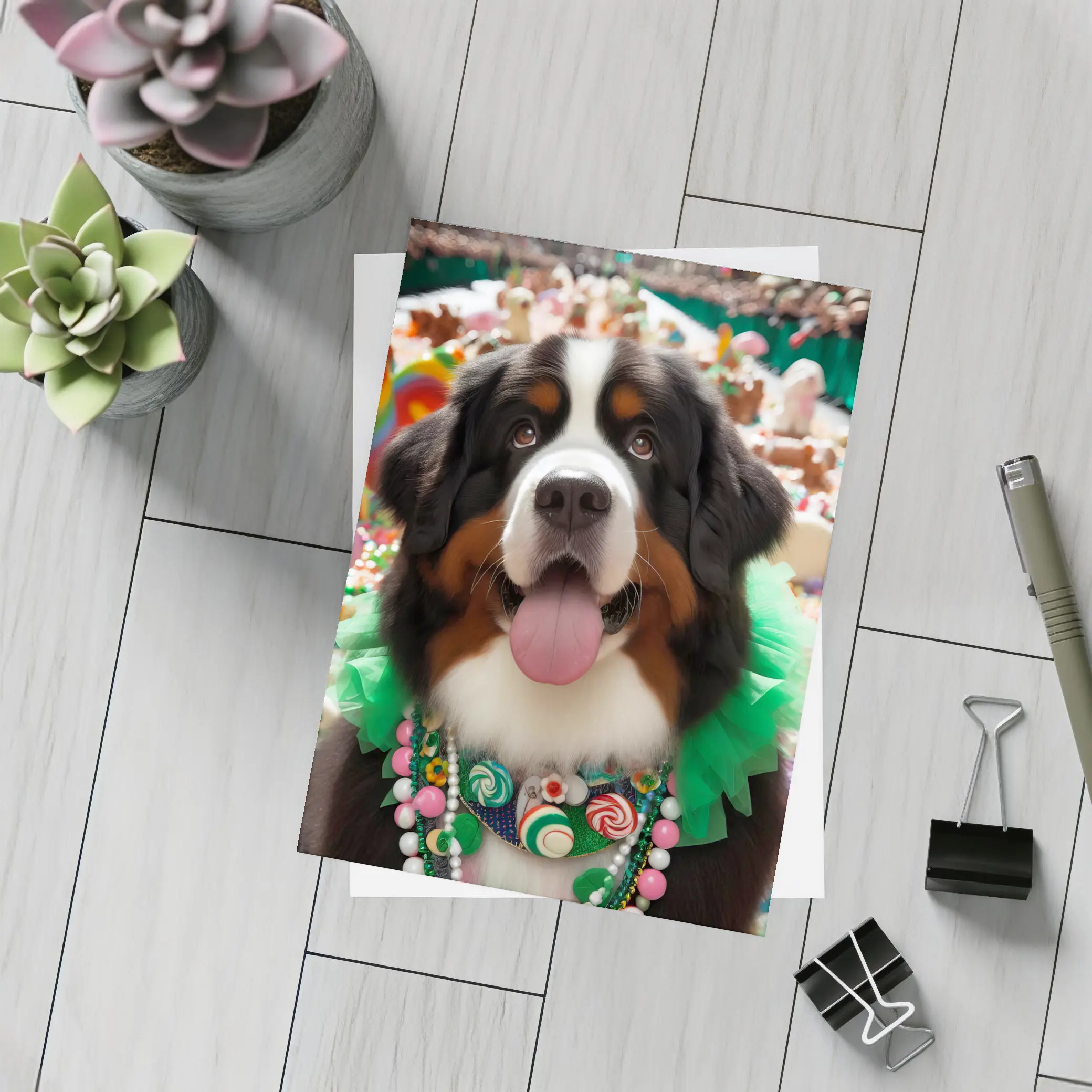 Bernese Mountain Dog Candy Wonderland Scene – Postcards