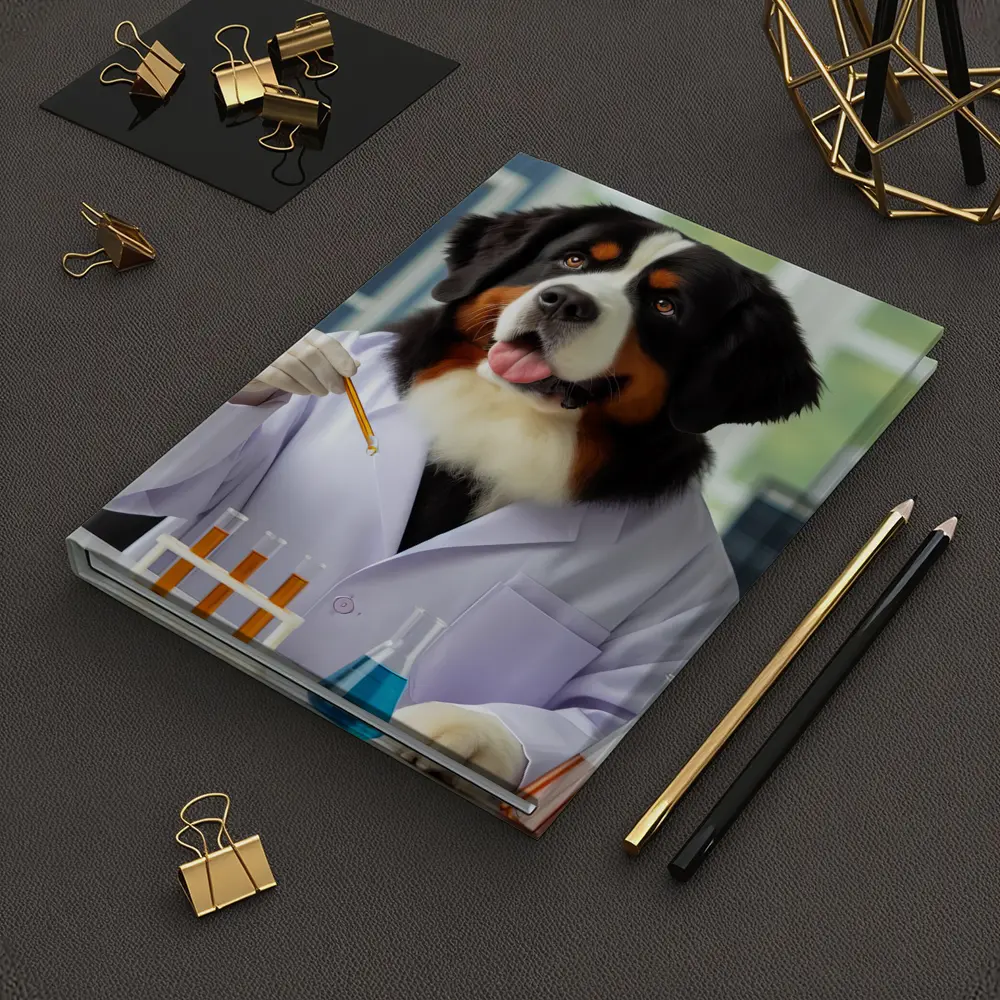 Bernese Mountain Dog Scientist Laboratory Setting – Notebooks
