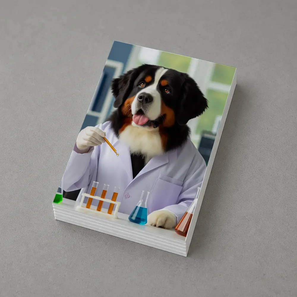 Bernese Mountain Dog Scientist Laboratory Setting – Postcards