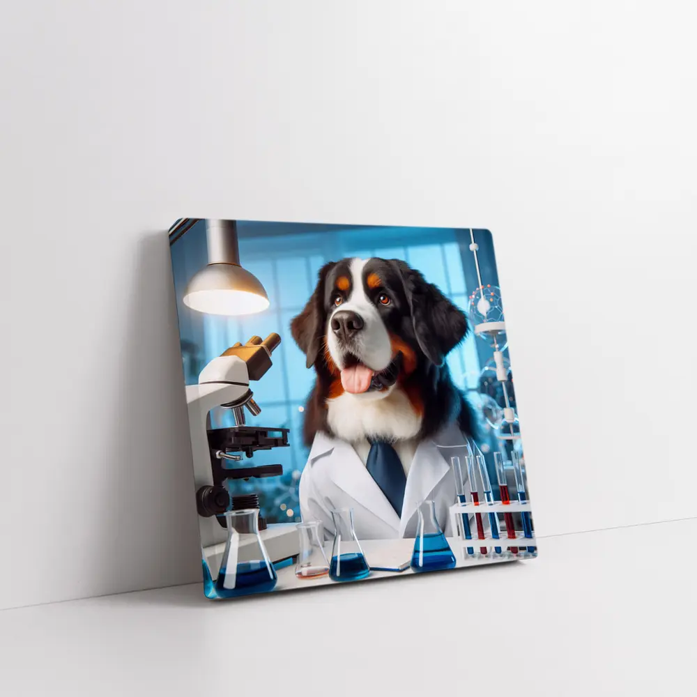 Bernese Mountain Dog Scientist Laboratory Setting – Wall Art