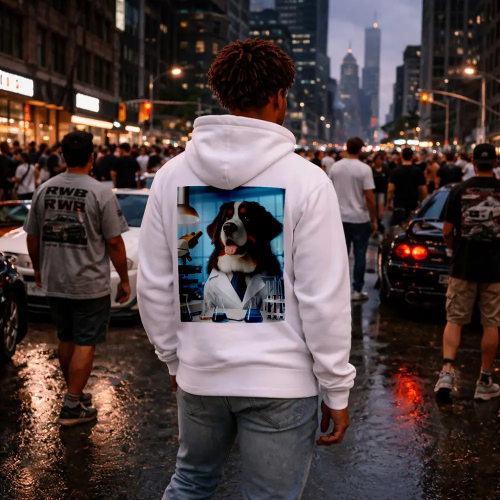 Bernese Mountain Dog Scientist Laboratory Setting – Hoodies