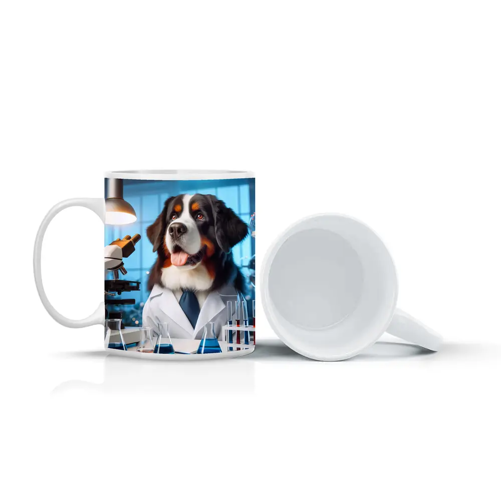 Bernese Mountain Dog Scientist Laboratory Setting – Mugs