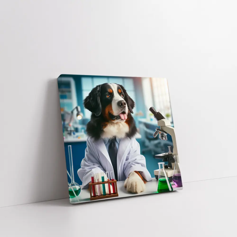 Bernese Mountain Dog Scientist Laboratory Portrait – Wall Art