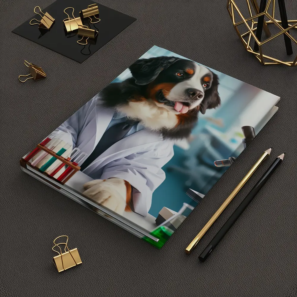 Bernese Mountain Dog Scientist Laboratory Portrait – Notebooks