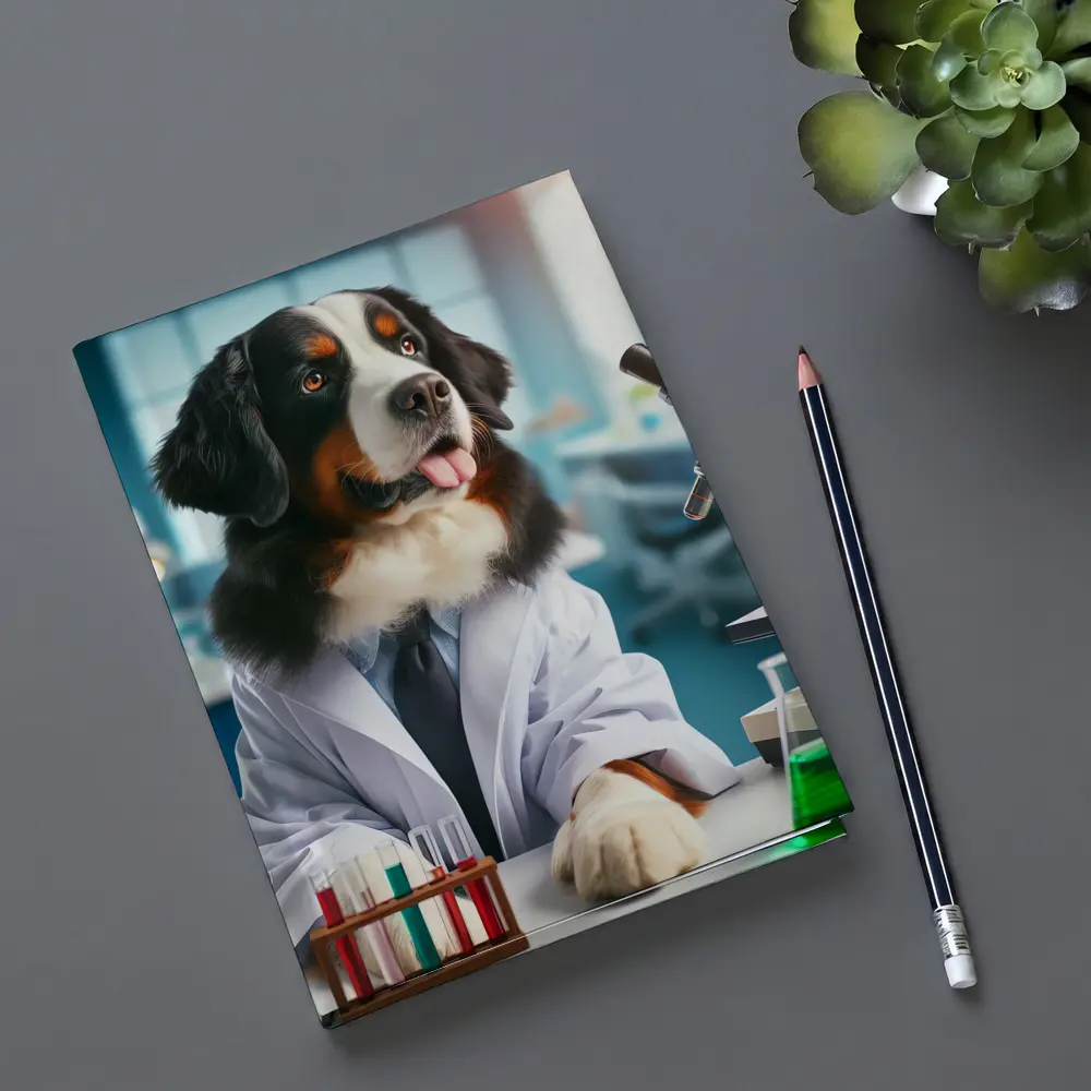 Bernese Mountain Dog Scientist Laboratory Portrait – Notebooks