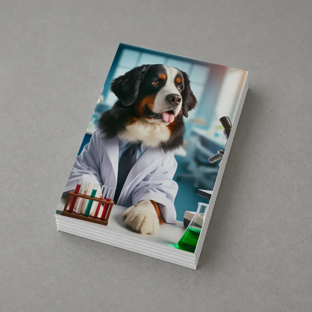 Bernese Mountain Dog Scientist Laboratory Portrait – Postcards