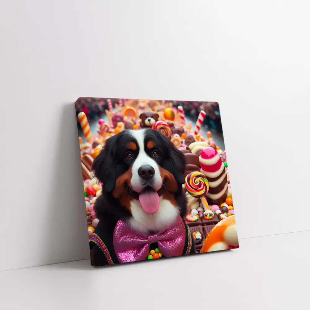 Bernese Mountain Dog Candy Sweets Background – Wall Art