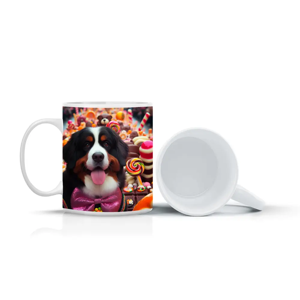 Bernese Mountain Dog Candy Sweets Background – Mugs