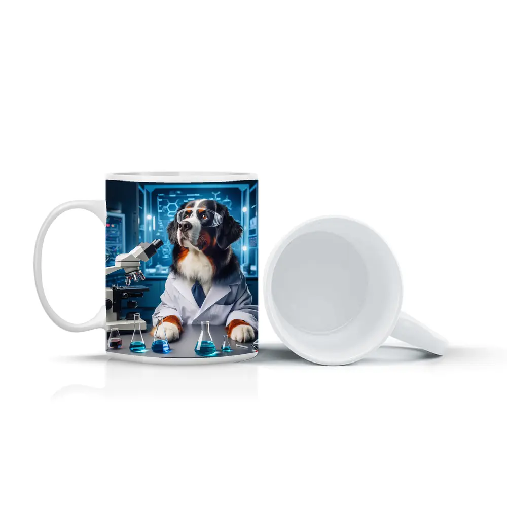 Bernese Mountain Dog Scientist Laboratory Setting – Mugs