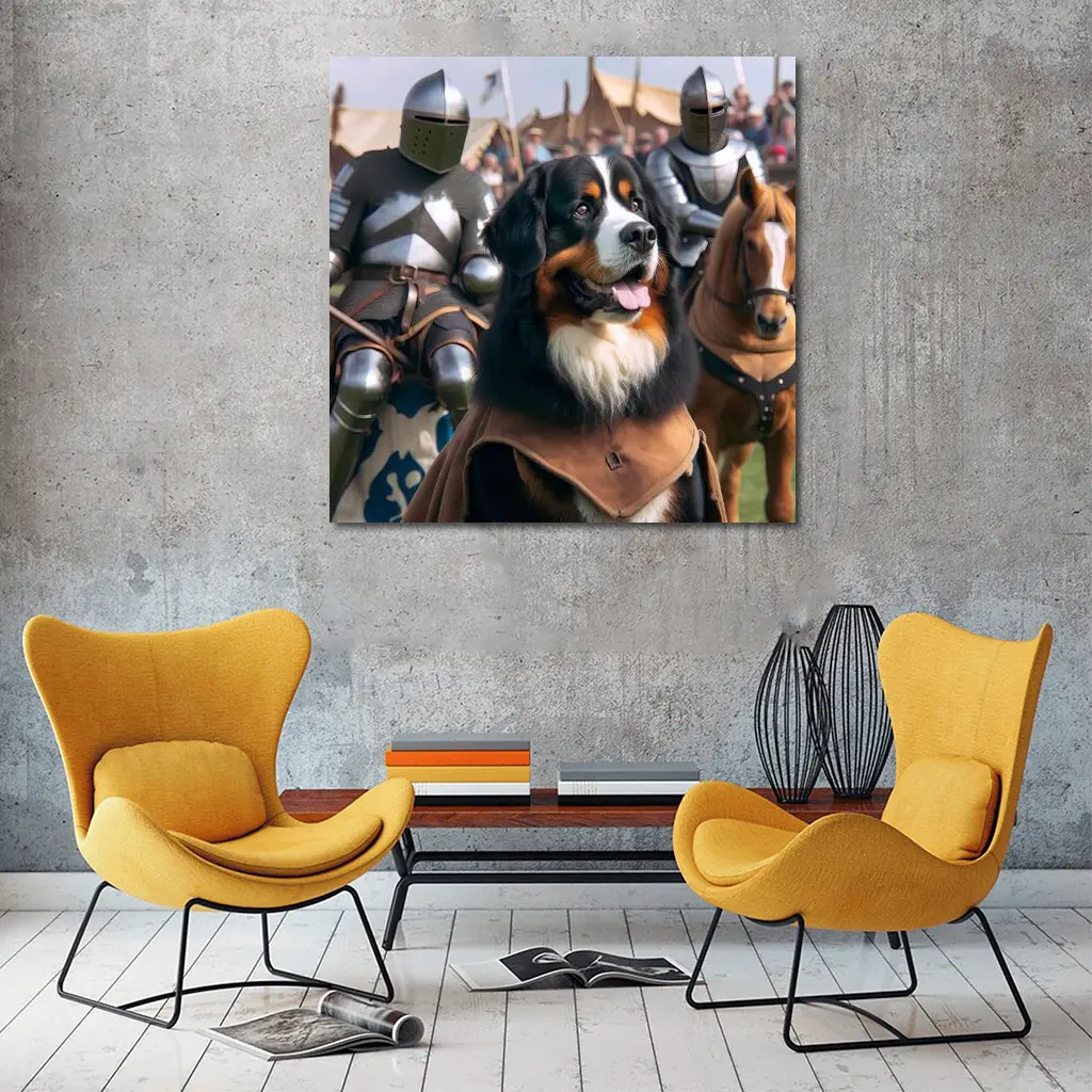 Bernese Mountain Dog Knight Medieval Battle – Wall Art
