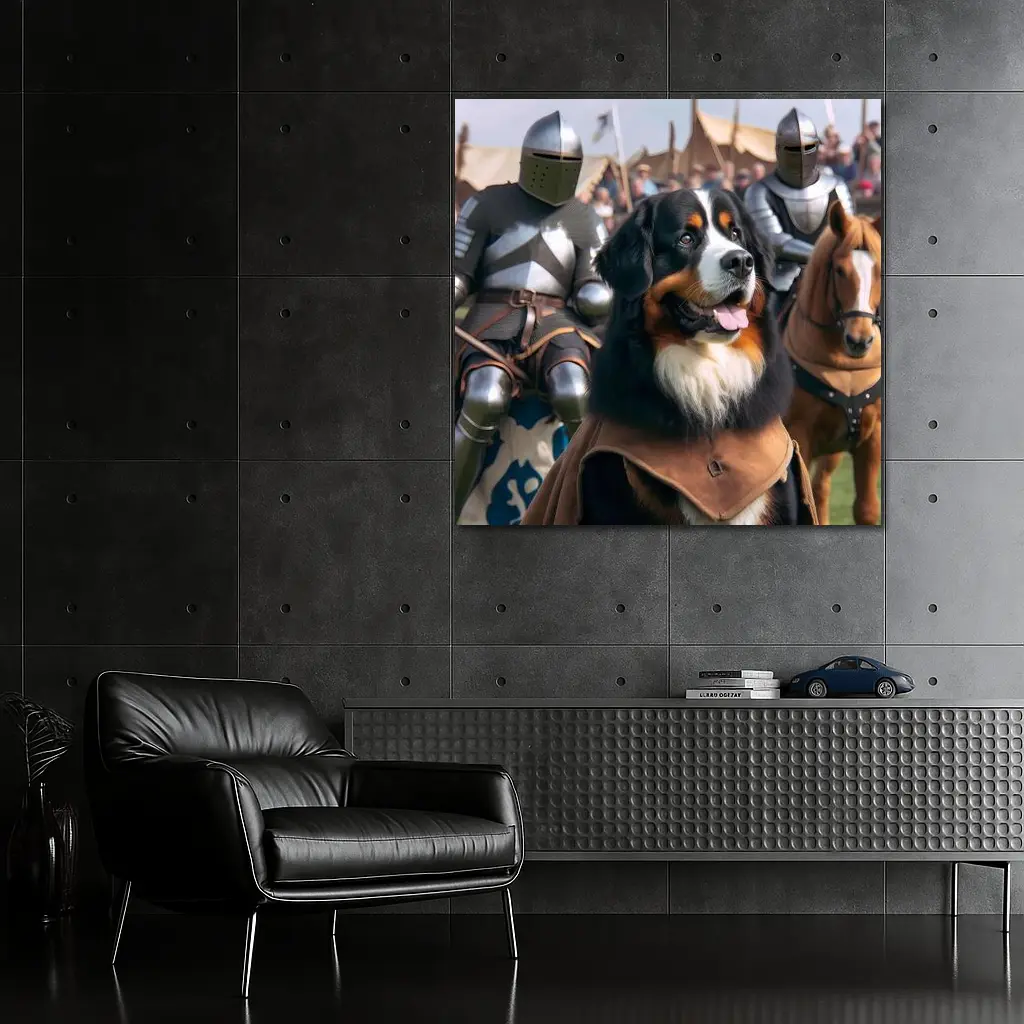 Bernese Mountain Dog Knight Medieval Battle – Wall Art