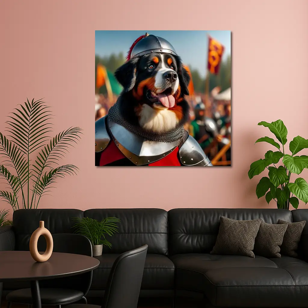 Bernese Mountain Dog Knight Medieval Battle – Wall Art