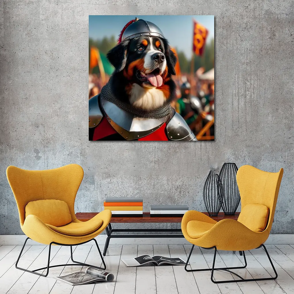 Bernese Mountain Dog Knight Medieval Battle – Wall Art
