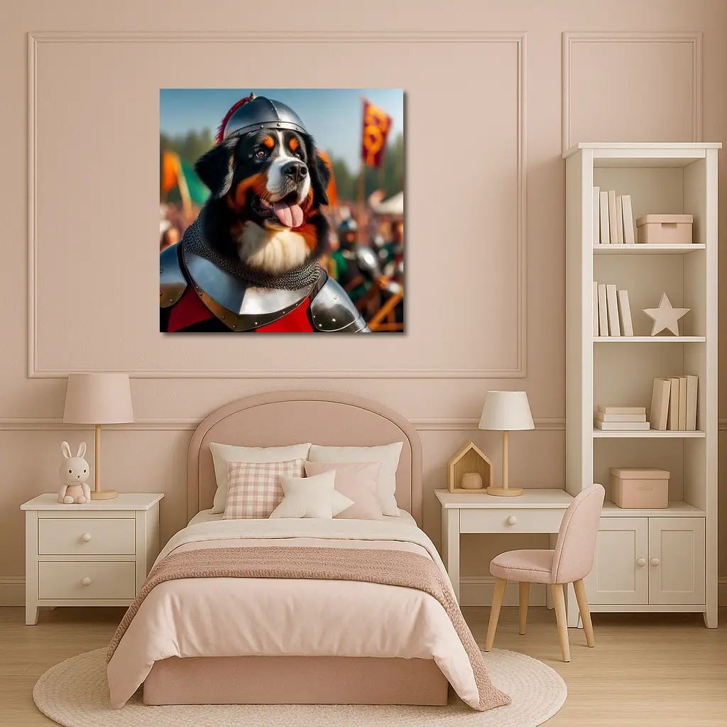 Bernese Mountain Dog Knight Medieval Battle – Wall Art