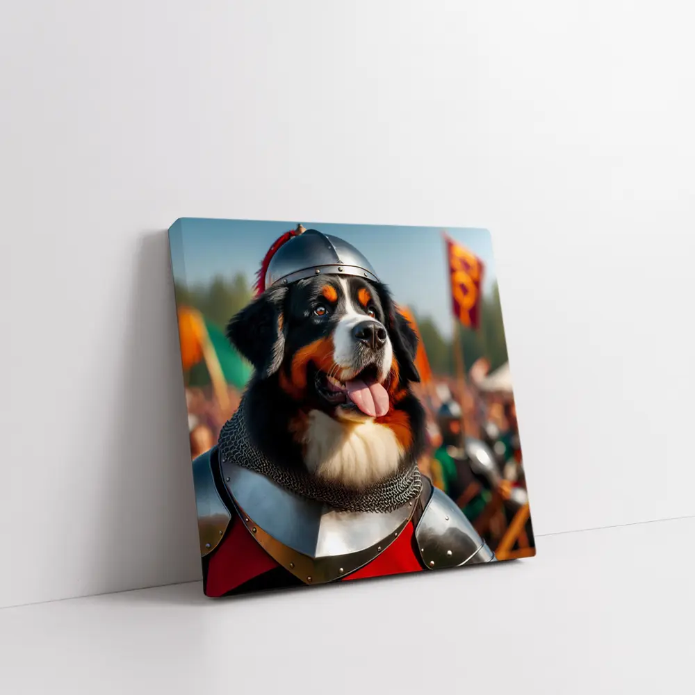 Bernese Mountain Dog Knight Medieval Battle – Wall Art
