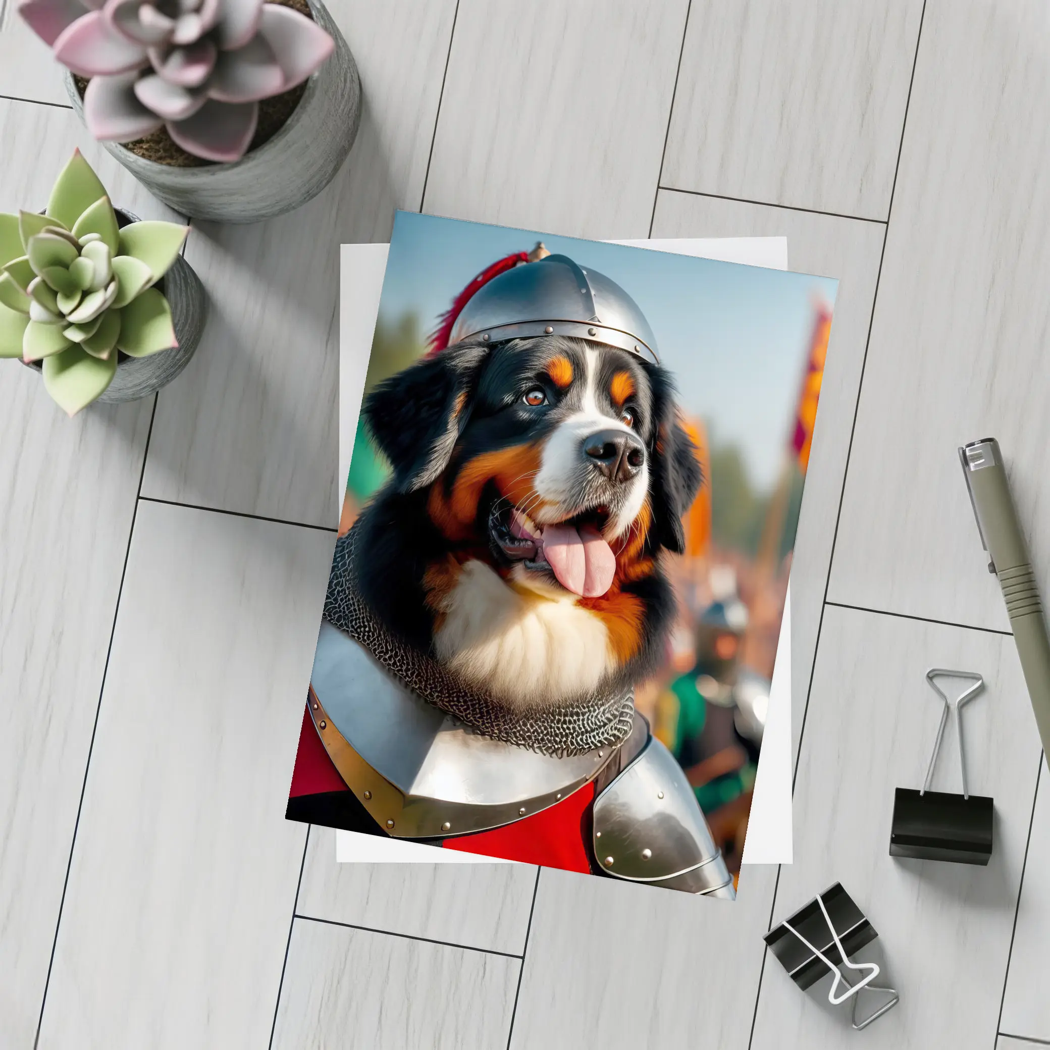 Bernese Mountain Dog Knight Medieval Battle – Postcards