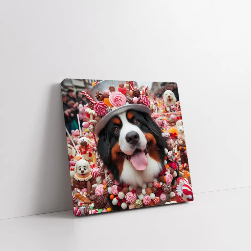 Bernese Mountain Dog Candy Wonderland Scene – Wall Art