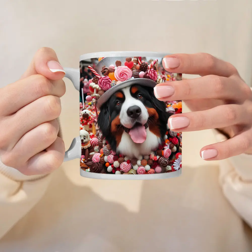 Bernese Mountain Dog Candy Wonderland Scene – Mugs