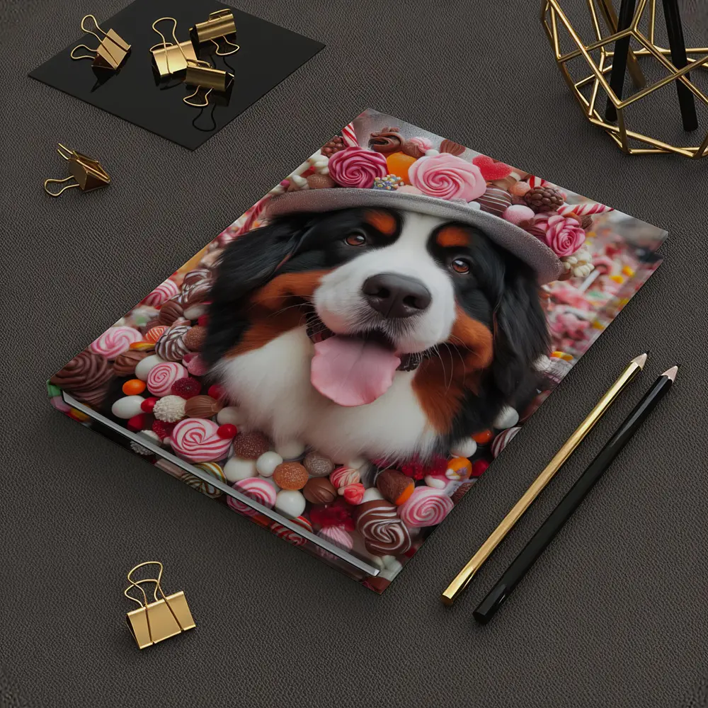 Bernese Mountain Dog Candy Wonderland Scene – Notebooks