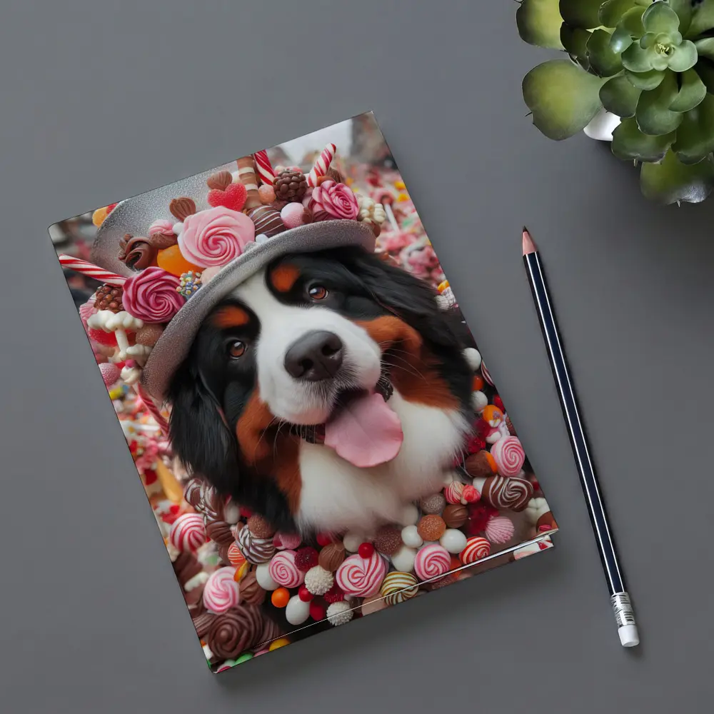 Bernese Mountain Dog Candy Wonderland Scene – Notebooks