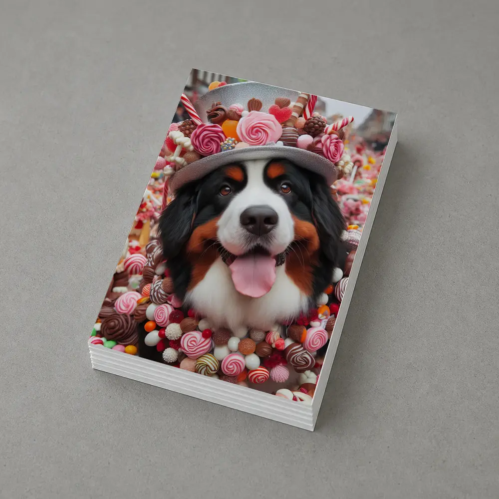 Bernese Mountain Dog Candy Wonderland Scene – Postcards