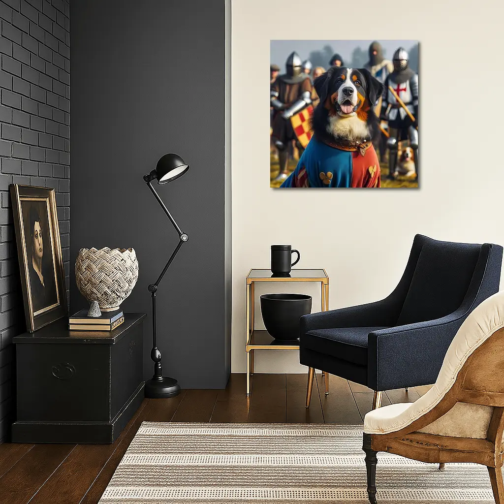 Bernese Mountain Dog Knight Medieval Battle – Wall Art