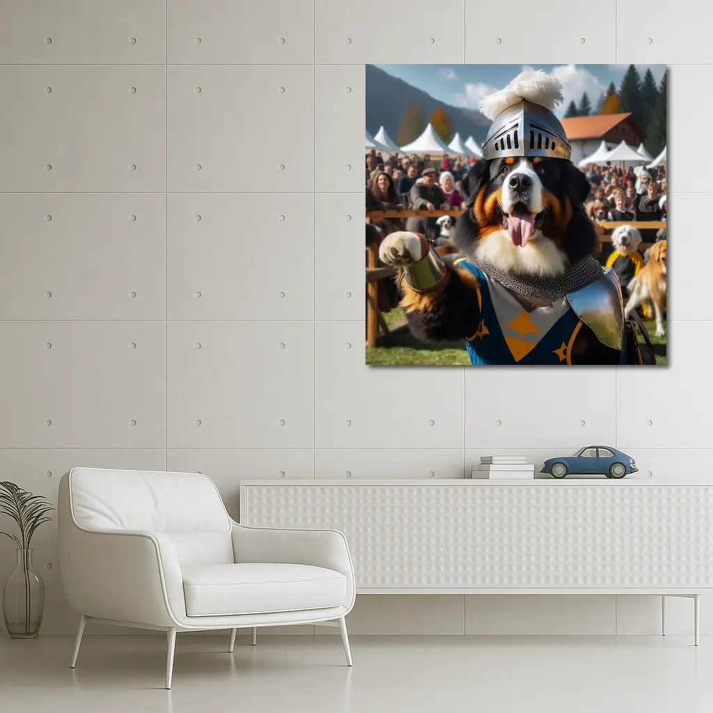 Bernese Mountain Dog Knight Armor Crowd – Wall Art