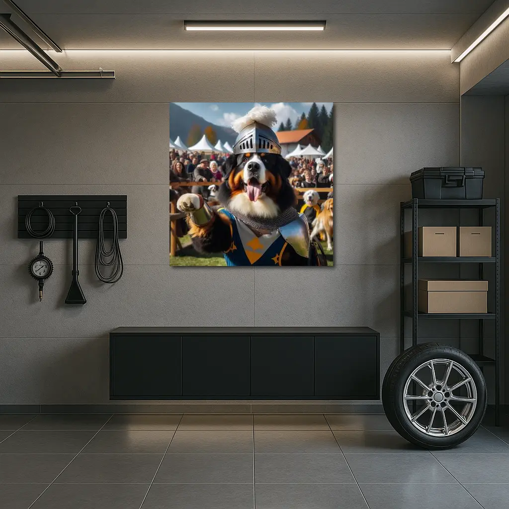 Bernese Mountain Dog Knight Armor Crowd – Wall Art