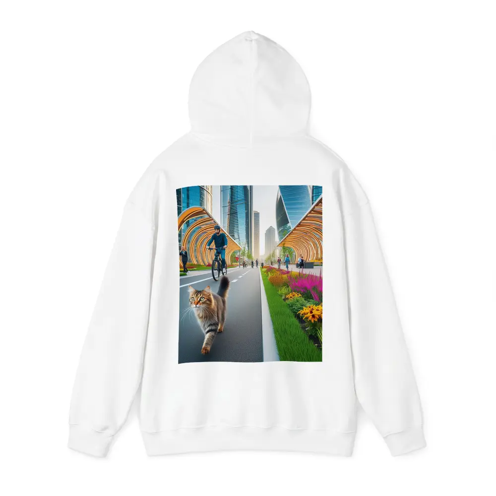 Tabby Cat Walking Urban City Bike Lane – Hoodies