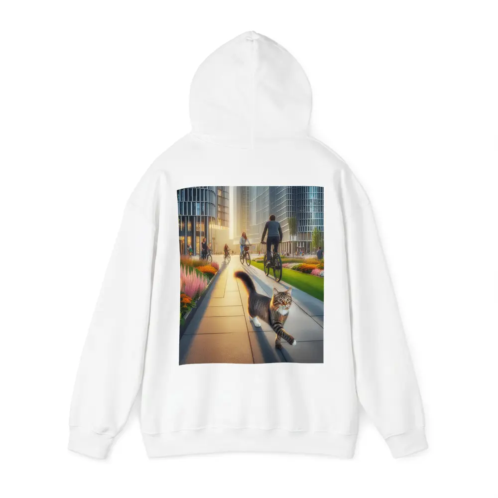 Tabby Cat Walking City Park Cyclists – Hoodies