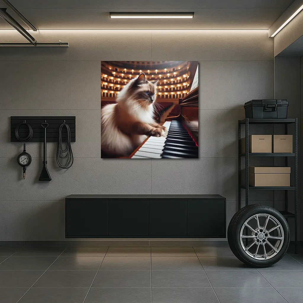 Ragdoll Cat Playing Piano Concert Hall – Wall Art