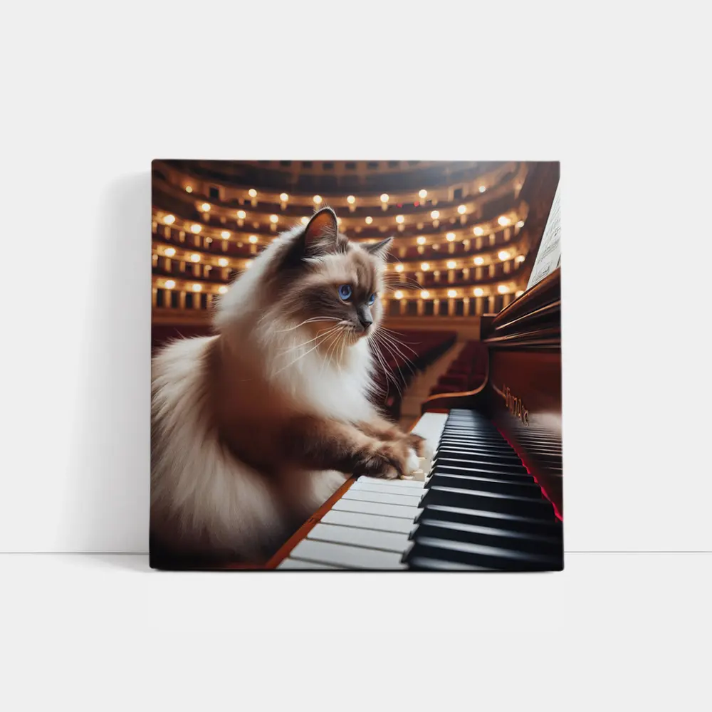 Ragdoll Cat Playing Piano Concert Hall – Wall Art