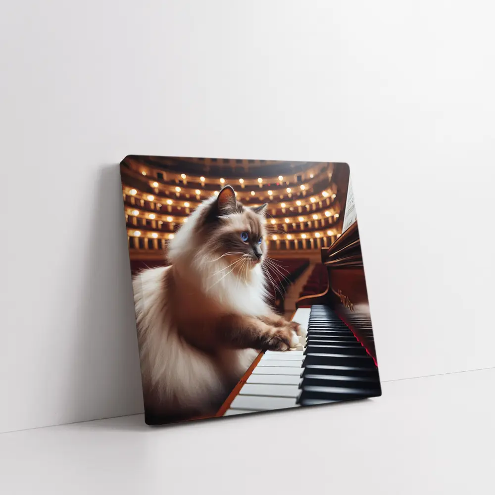 Ragdoll Cat Playing Piano Concert Hall – Wall Art