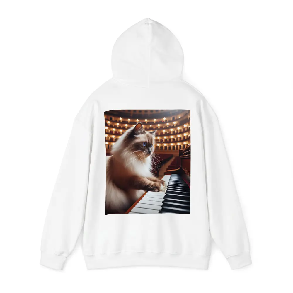 Ragdoll Cat Playing Piano Concert Hall – Hoodies