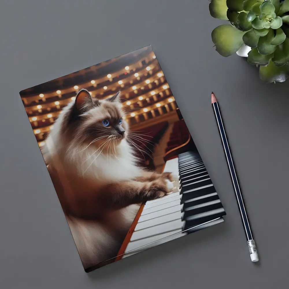 Ragdoll Cat Playing Piano Concert Hall – Notebooks