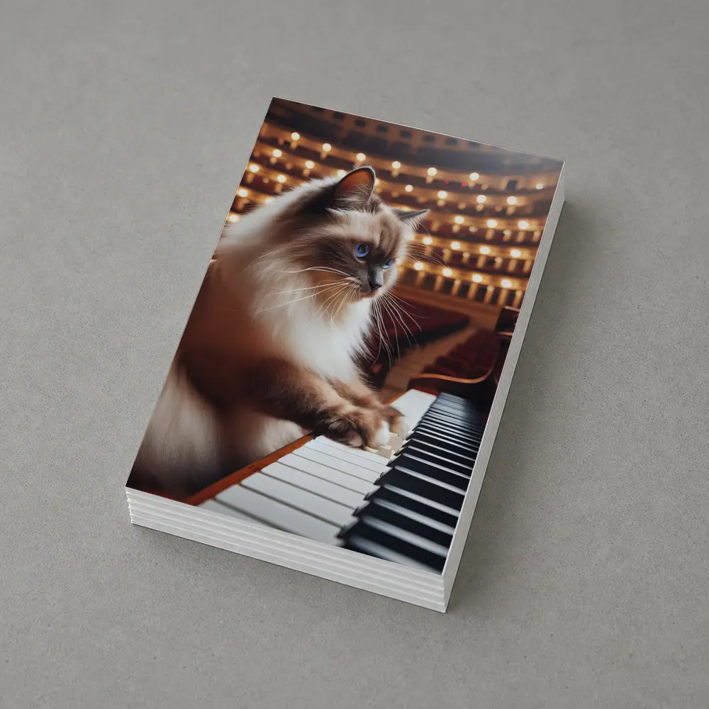 Ragdoll Cat Playing Piano Concert Hall – Postcards